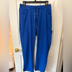 Med Couture Women's Vibrant Royal Blue Scrub Top with matching Cargo Pants